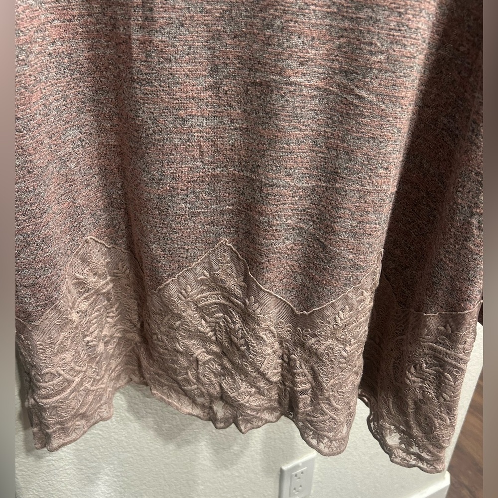 LOGO by Lori Goldstein Heathered Mauve Long Sleeve Top - Picture 4 of 4